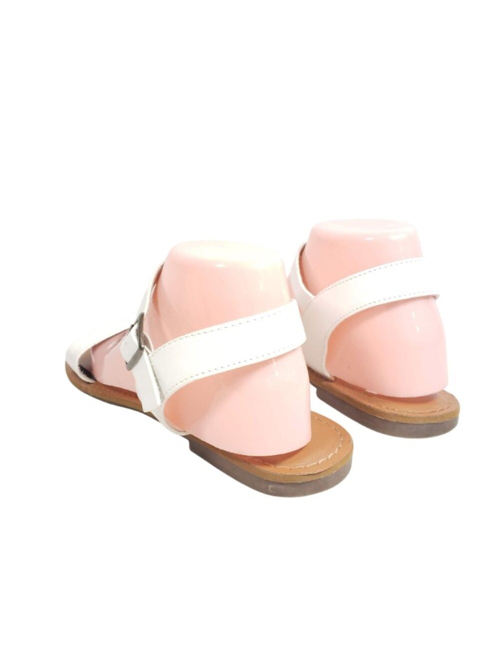 Rampage Open Toe Sandals Women's Size 9.5 White Faux Leather - Picture 5 of 7